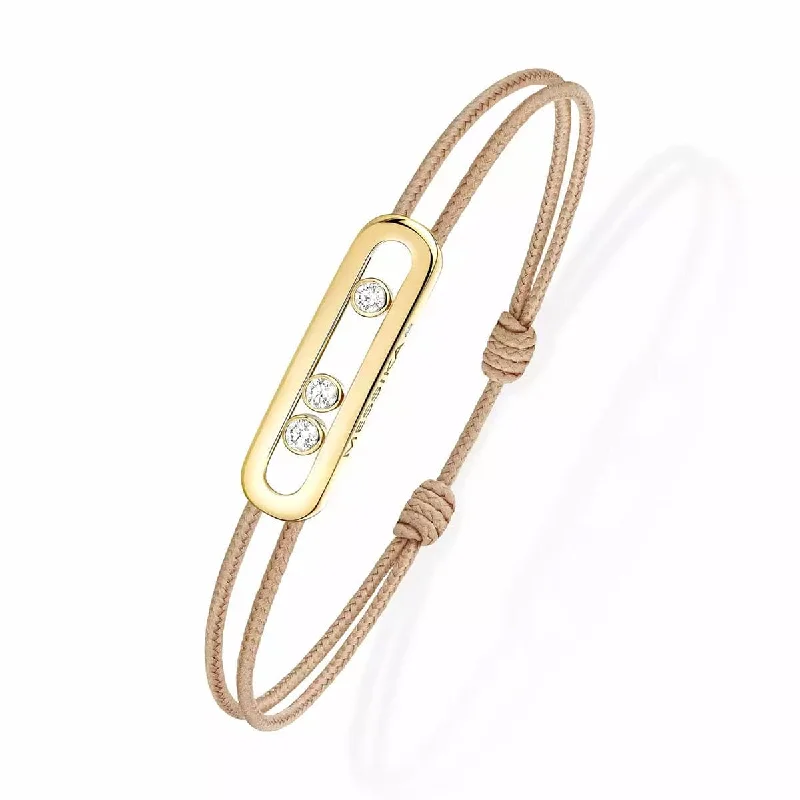 Double Strand Bracelets-18ct Yellow Gold Diamond Set Messika Cares Beige Cord Bracelet