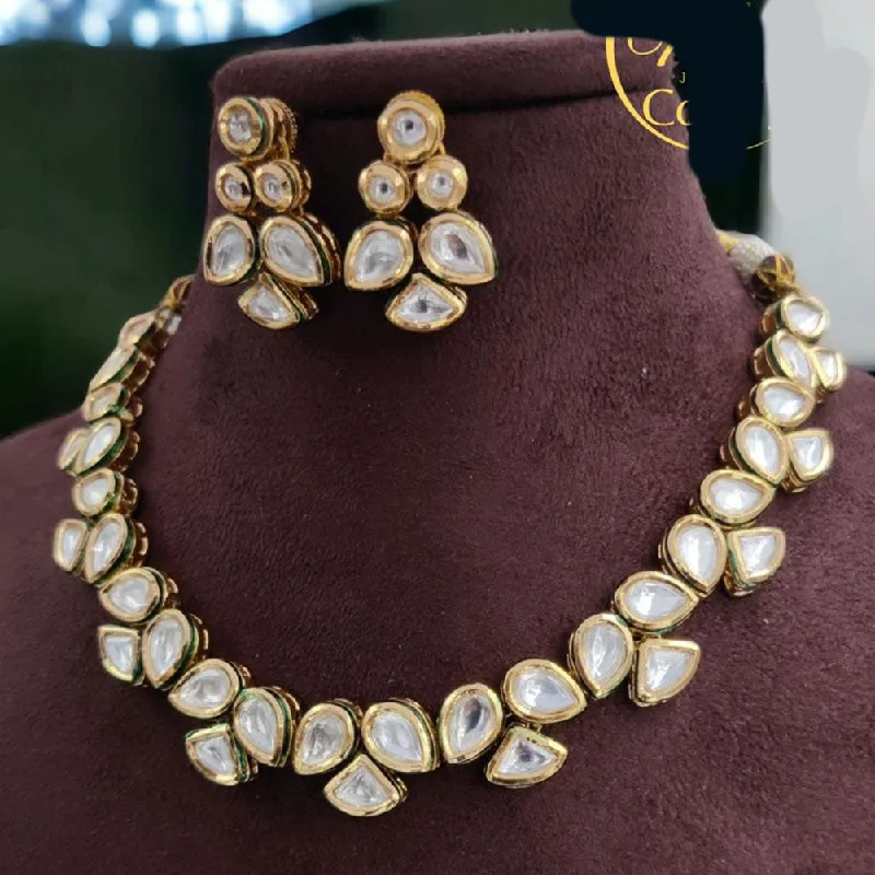 Simple Chain Necklace-Jewel Addiction Gold Plated Kundan Stone Necklace Set