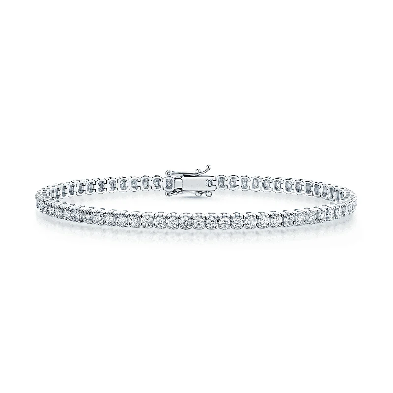 Custom Gold Cuff Bracelets-18ct White Gold Claw Set Round Brilliant Cut Diamond Tennis Bracelet