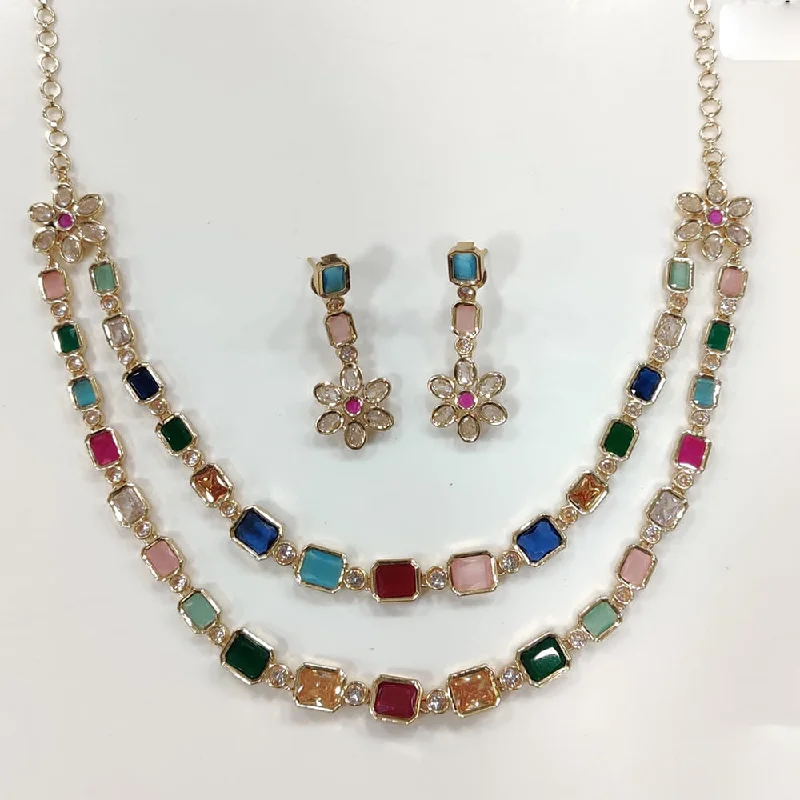 Unique Opal Necklace-JCM Gold Plated Crystal And Austrian Stone Necklace Set