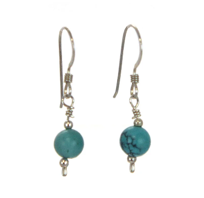 Chic Statement Earrings-Turquoise Bead Earrings Sterling Silver