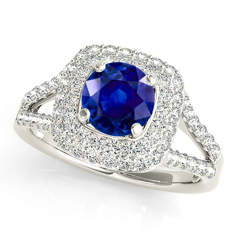 Customizable Name Ring-1.35 ct. Genuine Blue Round Sapphire Ring