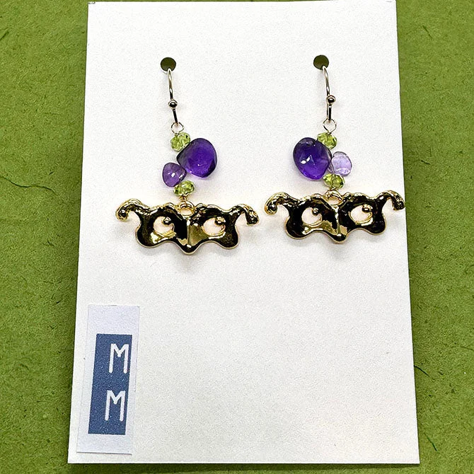 Wedding Diamond Earrings-Mask Earrings Amethyst Peridot