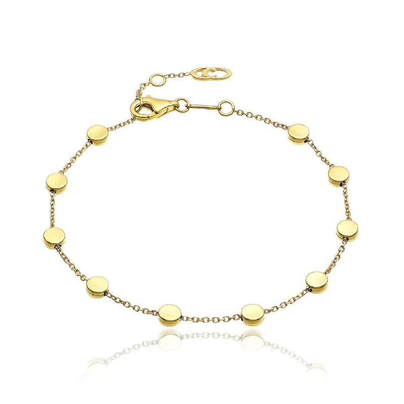 Elegant Crystal Bracelets-Armillas Glow 18ct Yellow Gold Flat Small Circle Bracelet