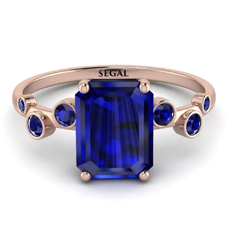 Unique Opal Ring-Emerald Cut Sapphire Ring With Bezel - Alina No. 74