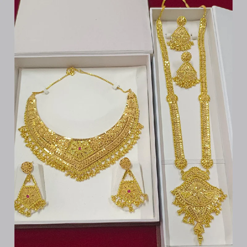 Designer Gold Necklace-Pari Art Jewellery Forming Double Necklace Set