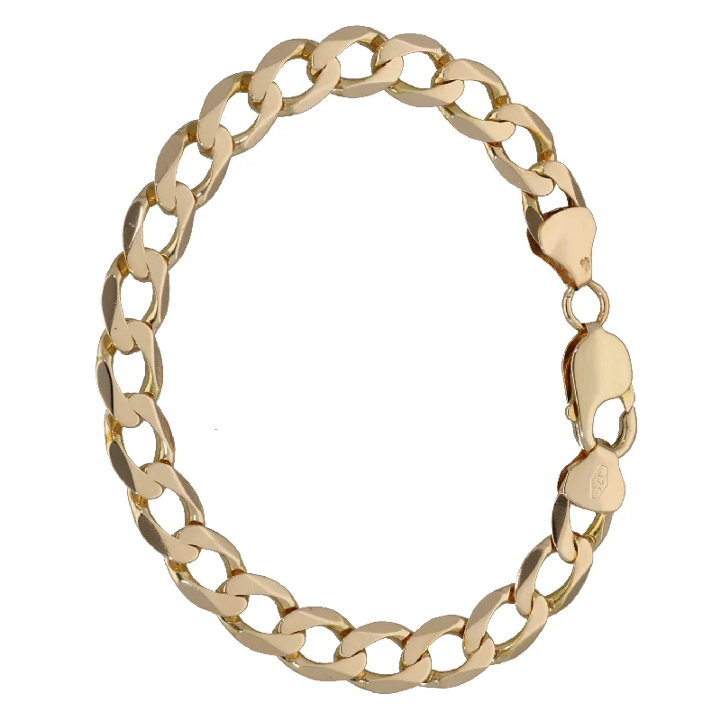 Simple Silver Tennis Bracelets-9ct Gold Curb Bracelet