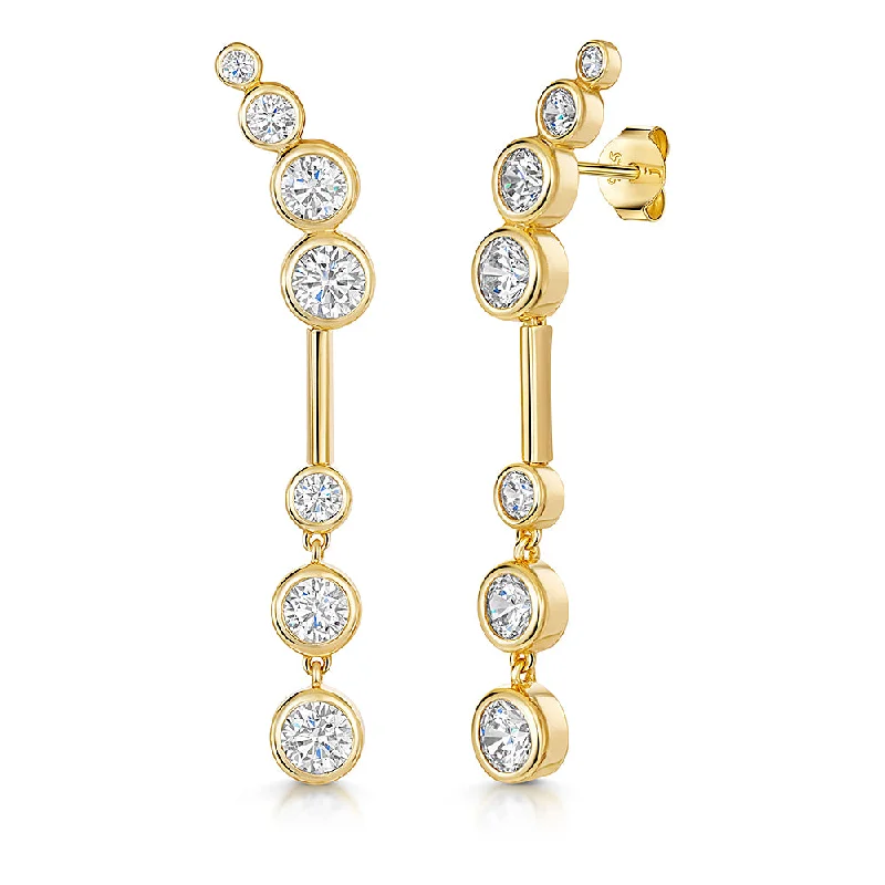 Chic Ear Cuffs-Jools Gold and Cubic Zirconia Drop Earrings