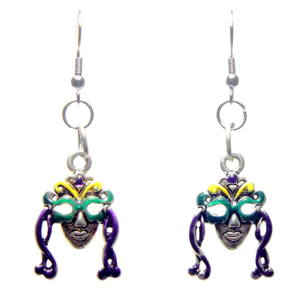 Artistic Crystal Earrings-Mardi Gras Woman in a Mask Earrings