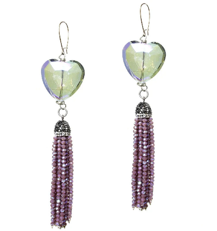 Classic Silver Hoop Earrings-Purple Tassel Earrings, Amy Labbe