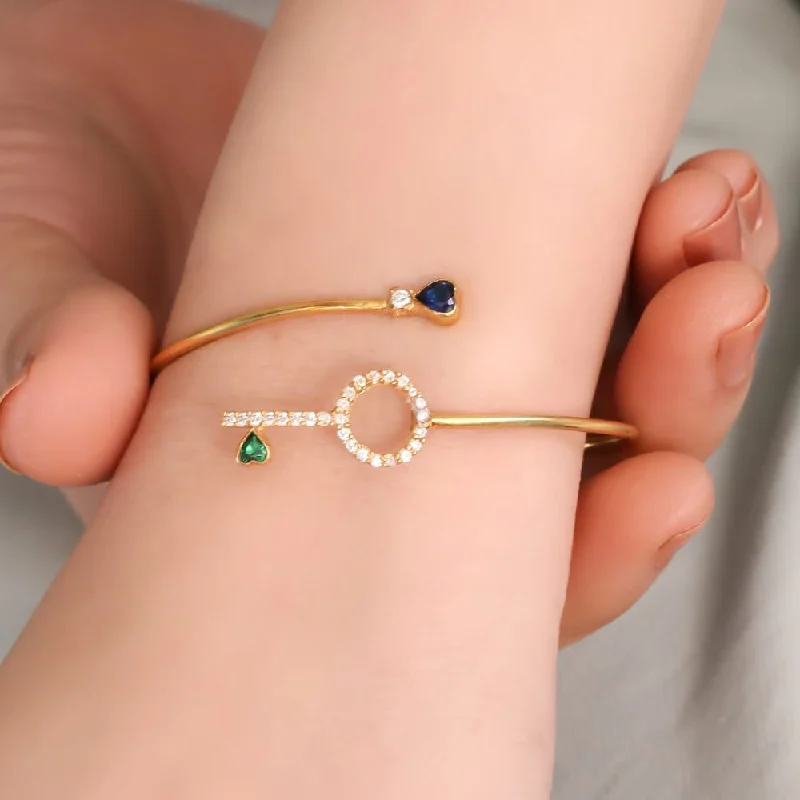 Unique Gold Bangles-92.5 Sterling Silver Round zircon bangle