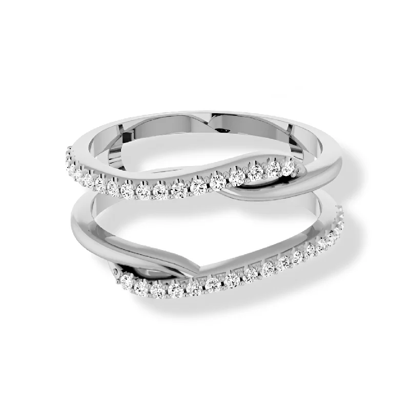 Personal Wedding Band Ring-Ocean Hug Diamond Band Guard