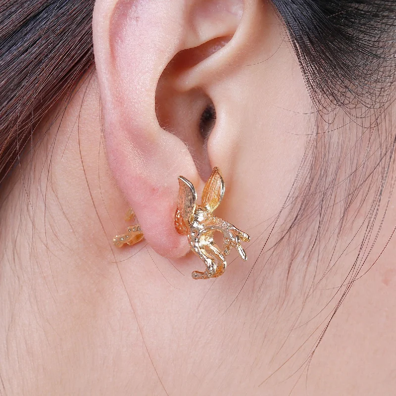 Big Statement Earrings-SEXY SPARKLES Sexy Sparkles Pegasus Flying Horse 3D Double Sided Ear Stud Earrings for Women