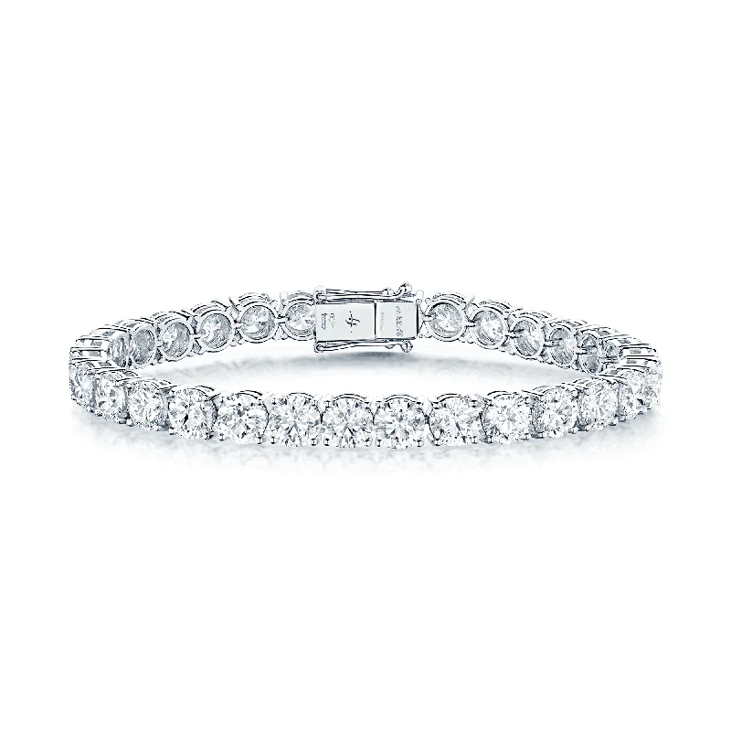 Trendy Beaded Bracelets-18ct White Gold Round Brilliant Cut Diamond Claw Set Tennis Bracelet