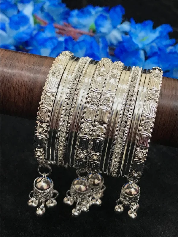 Custom Gold Bangle Set for Brides-Attractive Silver Color Jimiki Chain Model Bangles For Women