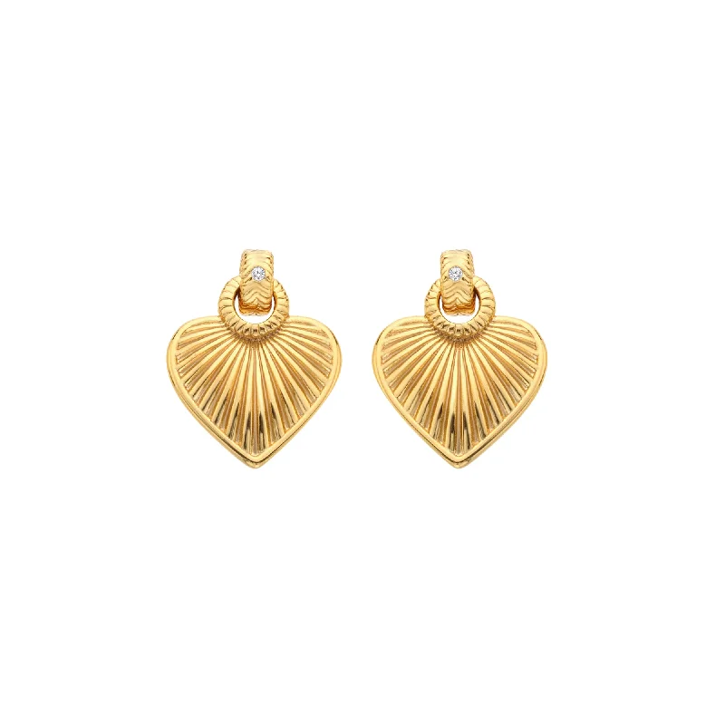 Small Gold Earrings-Hot Diamonds Gold Vermeil Essence Heart Stud Earrings