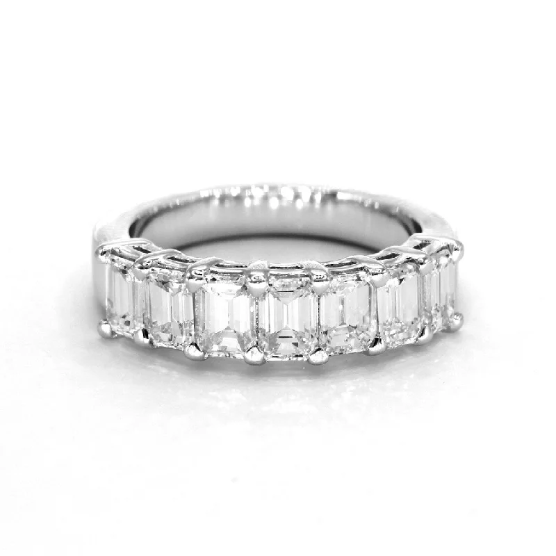 Luxury Wedding Band-2.17 ct. Emerald Cut Diamond Wedding Band, 7 Stone Ring Anniversary Ring