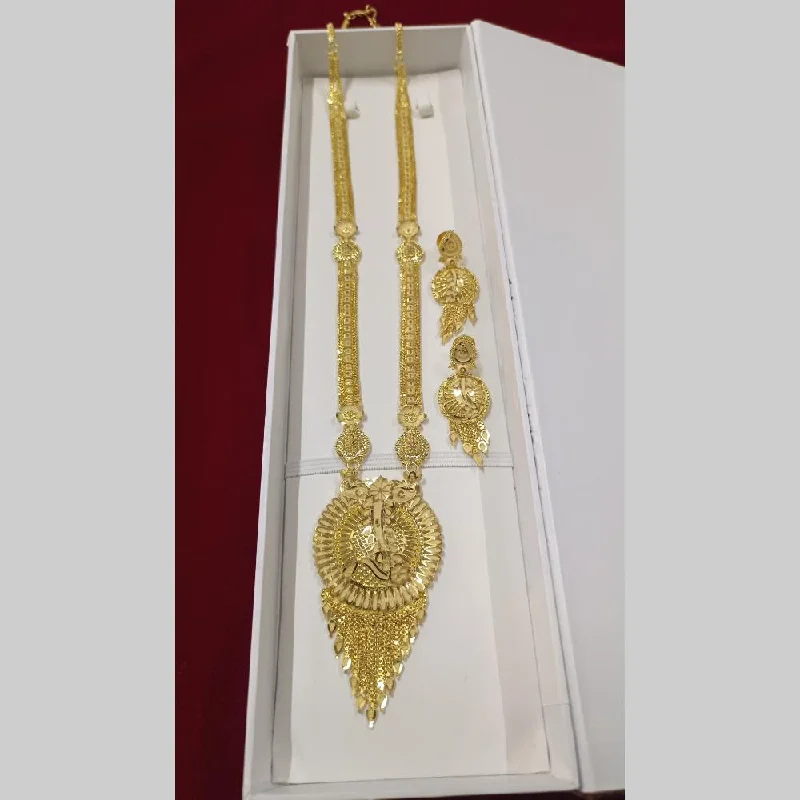 Elegant Gold Necklace-Pari Art Jewellery Forming Long Necklace Set