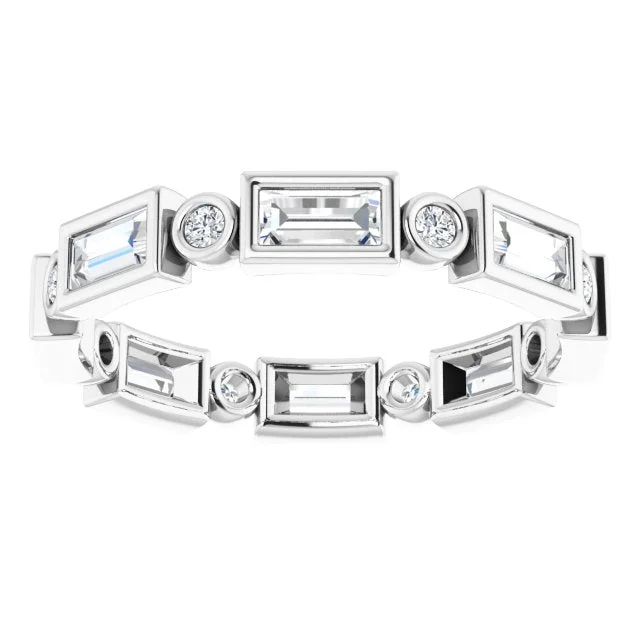 Gemstone Stacking Ring-1.24 ct. Straight Baguette & Round Diamond Eternity Band