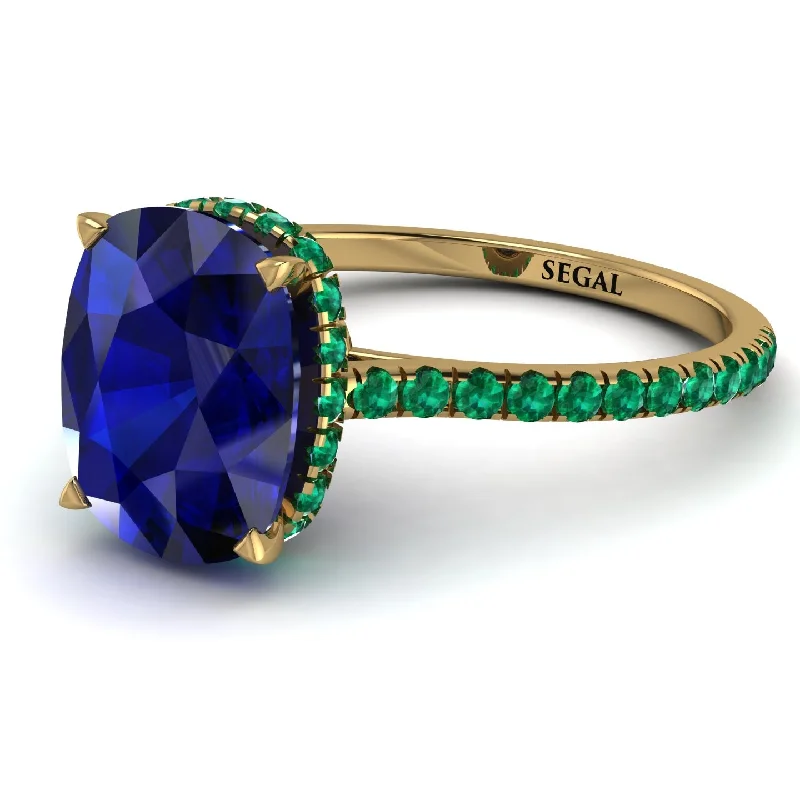 Custom Stacked Ring-Hidden Halo Cushion Sapphire Ring - Alayna No. 28