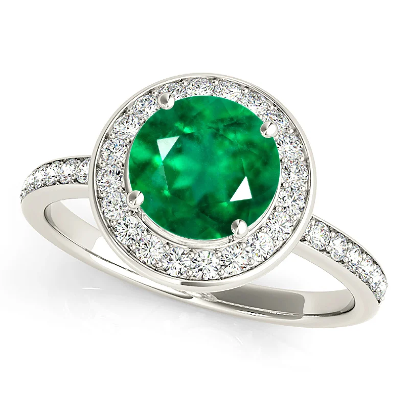 Custom Gemstone Engagement Ring-1.70 ct. Genuine Emerald Ring With Halo, Invisible Gallery