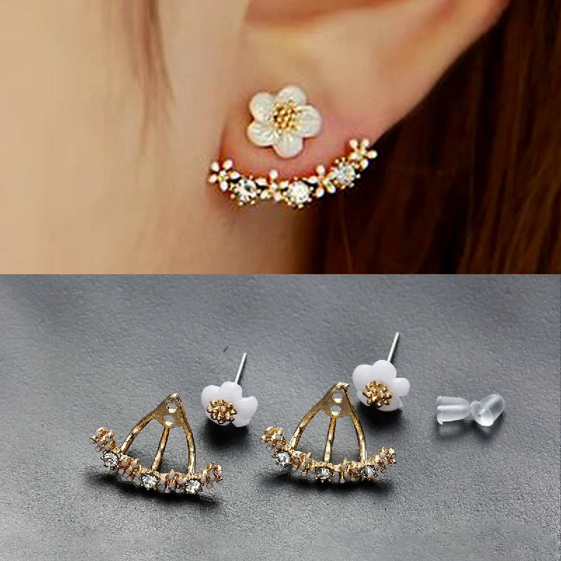 Pear Shaped Earrings-Sexy Sparkles Ear Jacket Stud Earrings Back Ear Cuffs Stud Earring