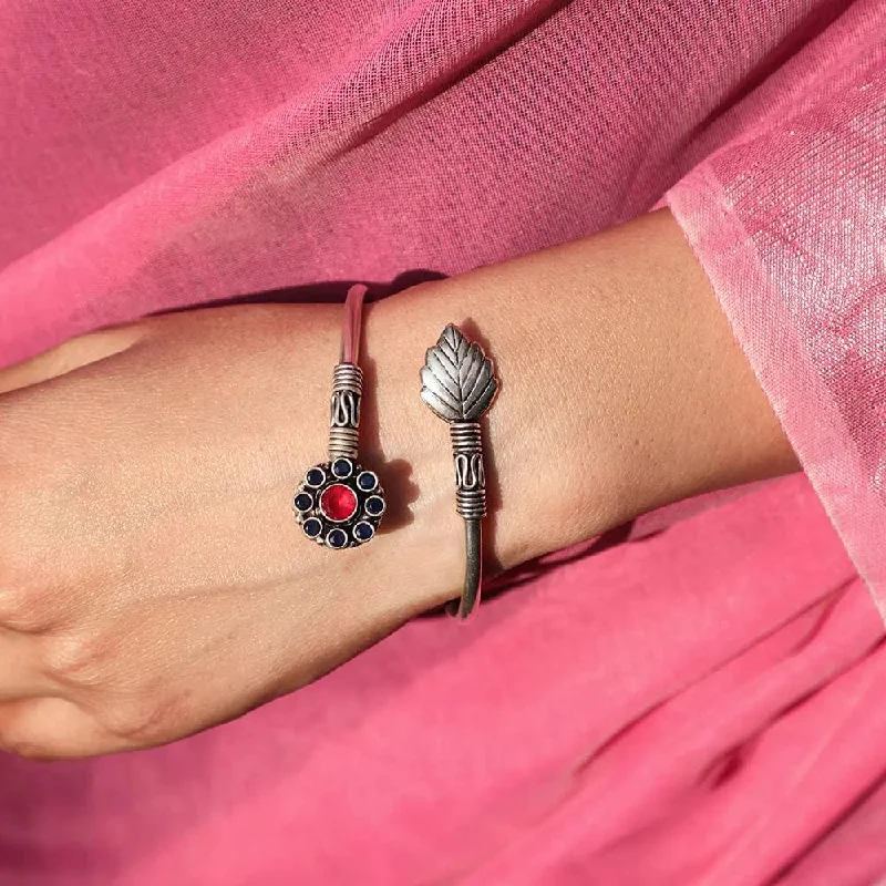 Emerald Green Bangles-Silver oxidized red bangle