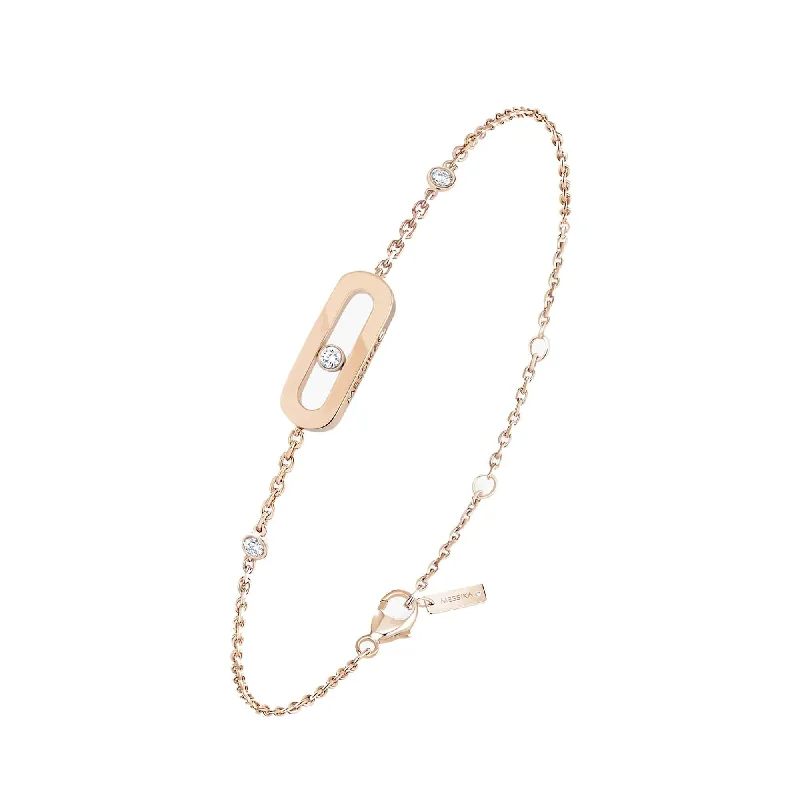 Silver Bracelet with Charms-Move Uno 18ct Pink Gold Diamond Bracelet