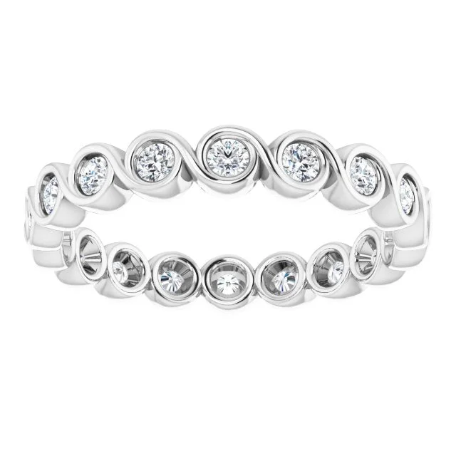 Elegant Cocktail Ring-0.54 ct. Bezel Set Round Diamond Infinity Design Eternity Band