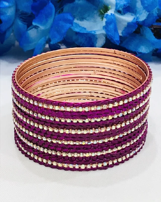 Stackable Wedding Bangles-Alluring Lavender Color Unique Design Party Wear Bangles For Women