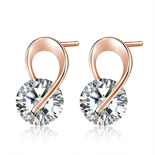 Butterfly Earrings for Women-Sexy Sparkles Rose Gold Ear Post Stud Earrings Cubic Zirconia for women teen girls