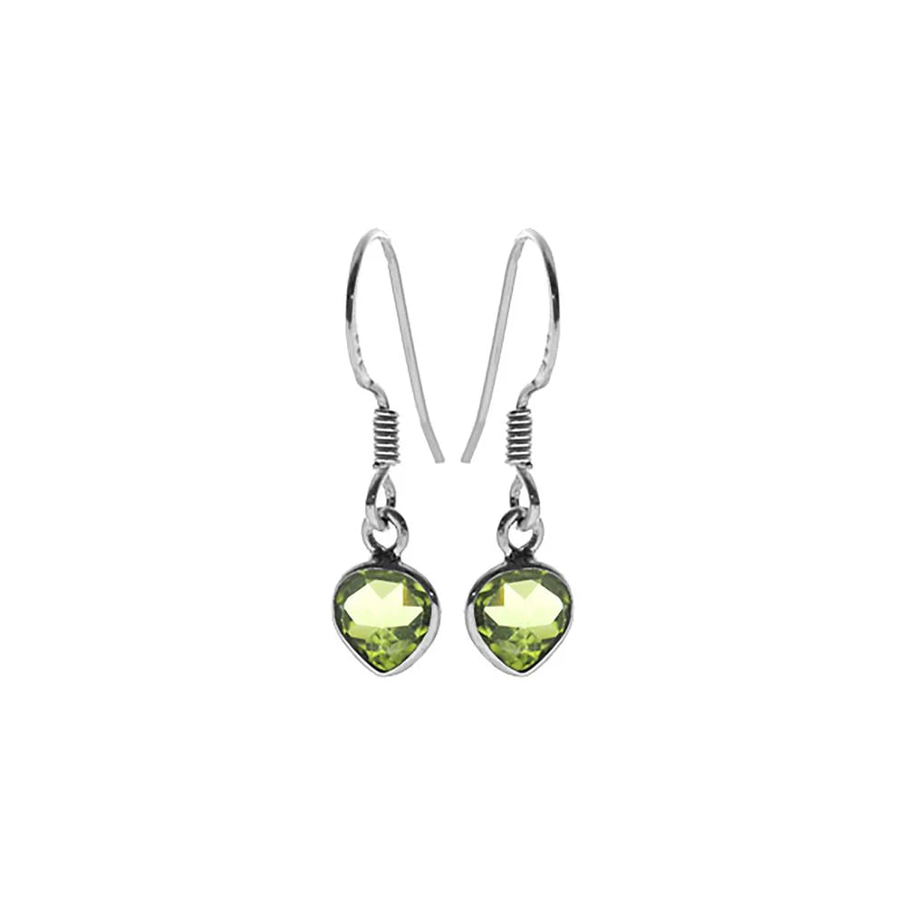 Stylish Silver Earrings-Sterling Silver Peridot Faceted Teardrop Earrings