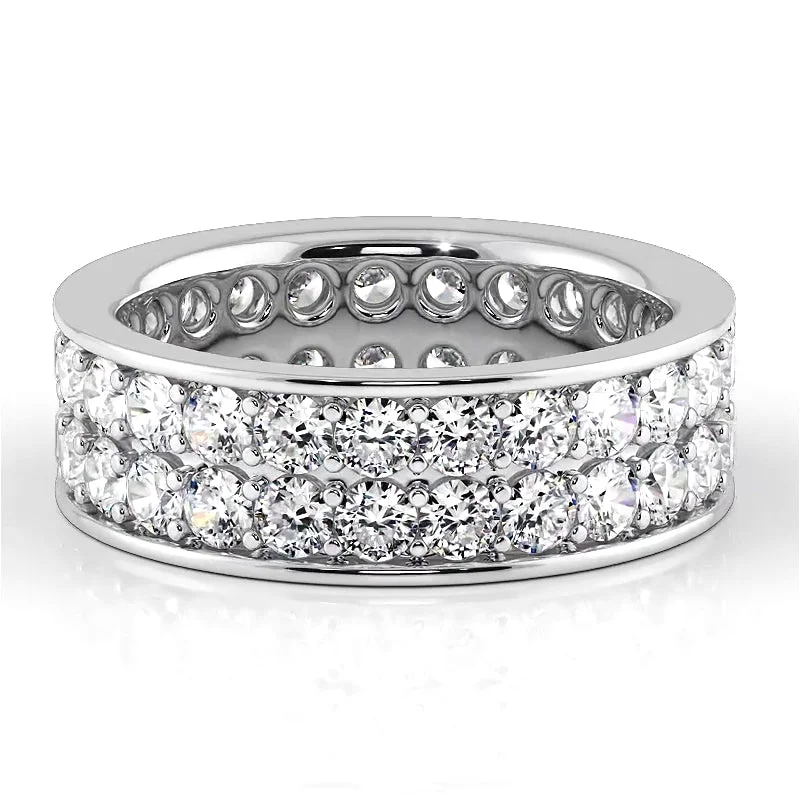 Titanium Wedding Band-2.50 ct. Round Diamond Double Row Wedding Band