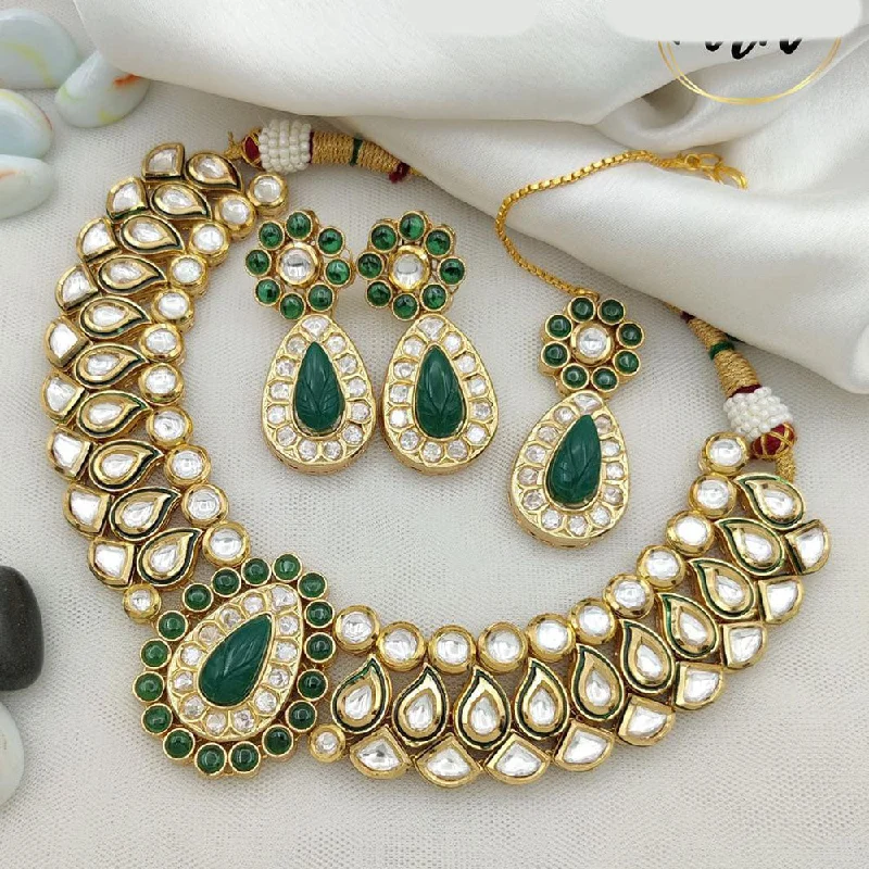 Personalized Necklace for Gifts-Jewel Addiction Gold Plated Kundan Stone Necklace Set