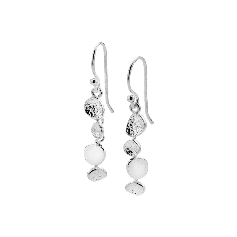 Customizable Hoop Earrings-Sterling Silver Pebbles Drop Earrings