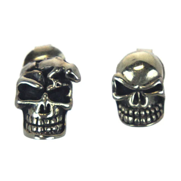 Gold Stud Earrings for Women-Skull Earrings, Sterling Silver