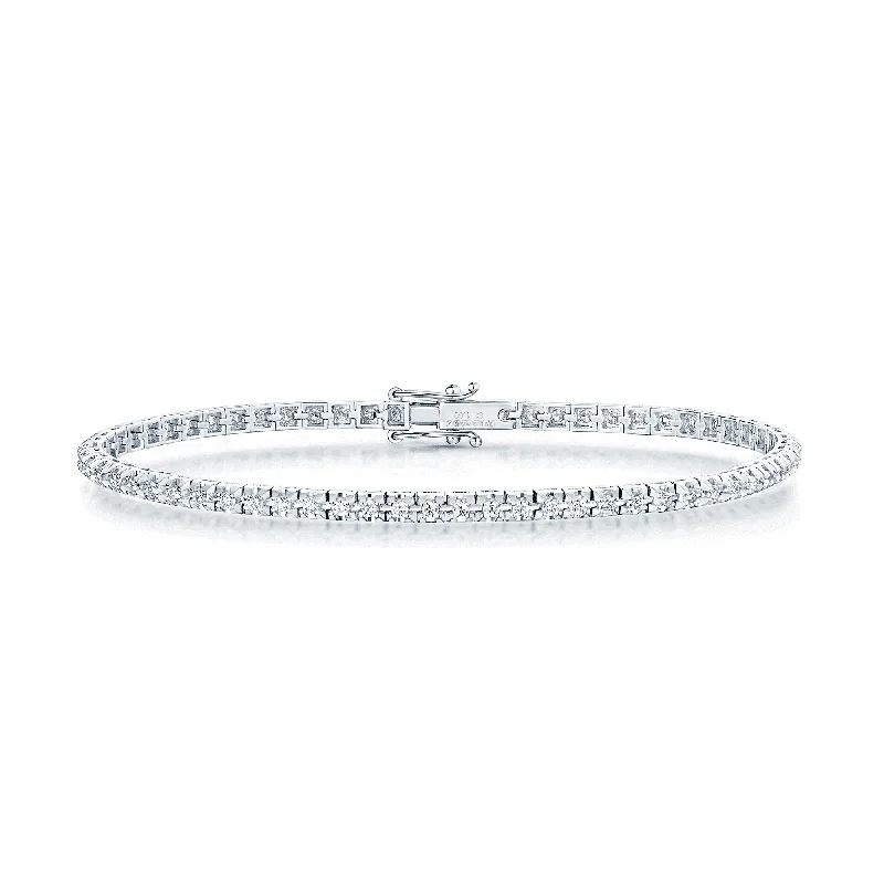 Elegant Custom Bracelets-18ct White Gold Claw Set Round Brilliant Cut Diamond Tennis Bracelet