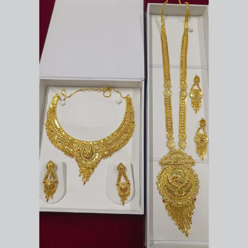 Gold Link Necklace-Pari Art Jewellery Forming Double Necklace Set