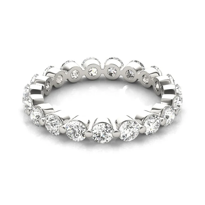 Sterling Silver Ring-2.0 Carat Diamond Floating Eternity Band, Single Shared Prong