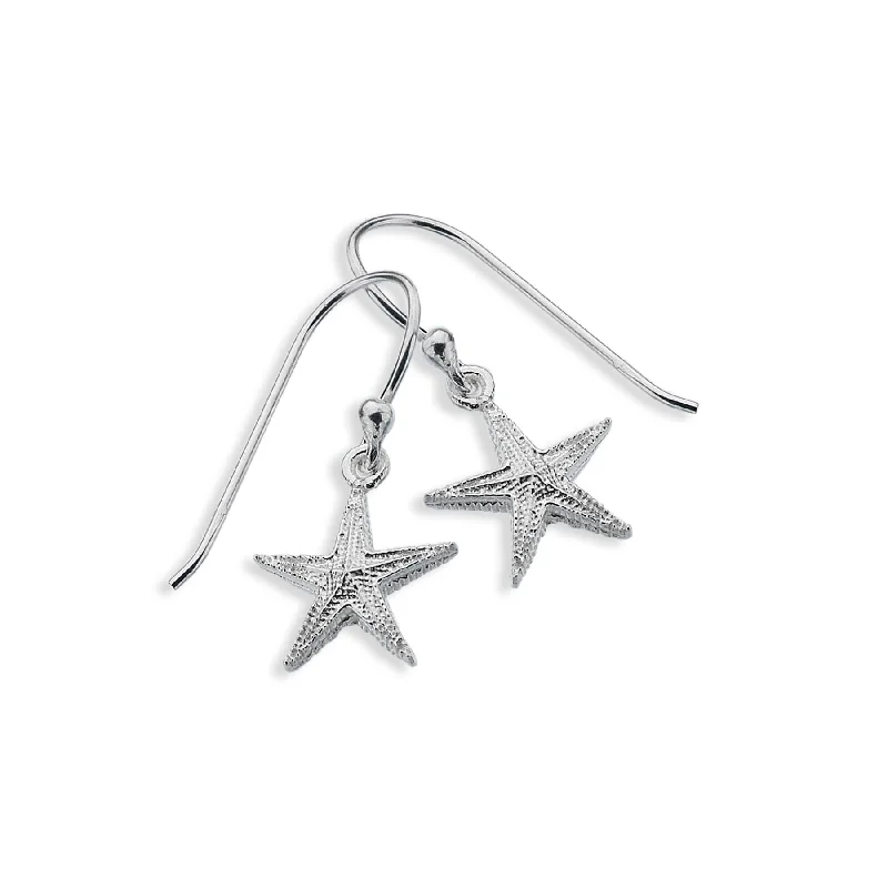 Unique Statement Earrings-Sea Gems Sterling Silver Sparkling Starfish Earrings