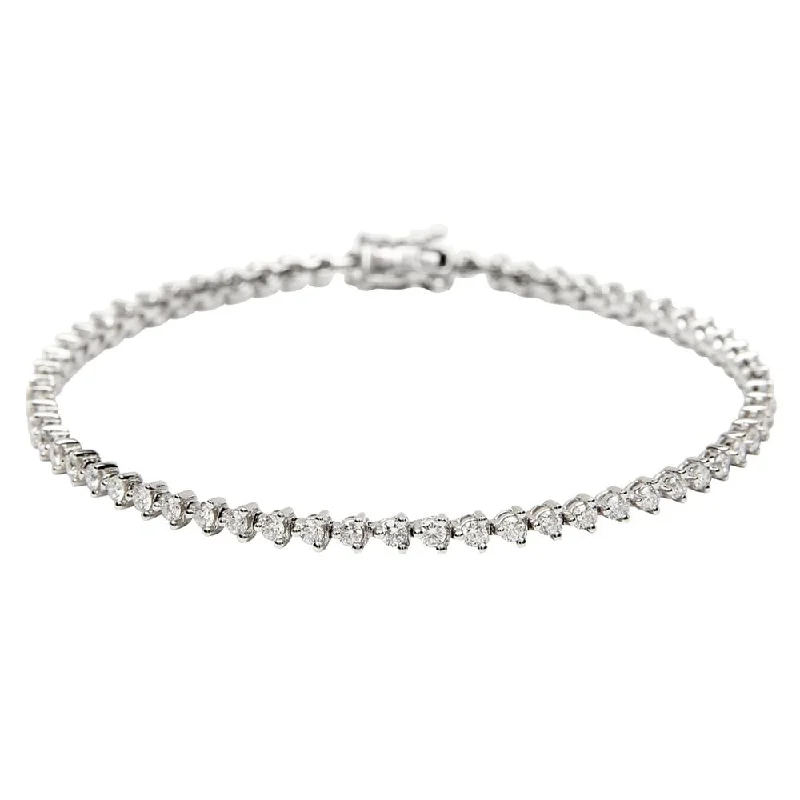 Crystal Charm Bracelets-18ct White Gold Brilliant Cut Diamond Tennis Bracelet