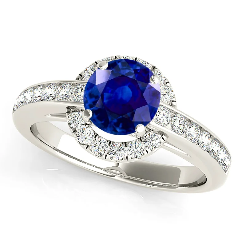 Infinity Love Ring-1.80 ct. Genuine Blue Sapphire Halo Ring