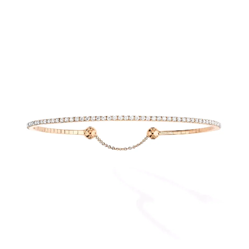 Custom Name Bracelets-18ct Pink Gold Skinny Diamond Bracelet