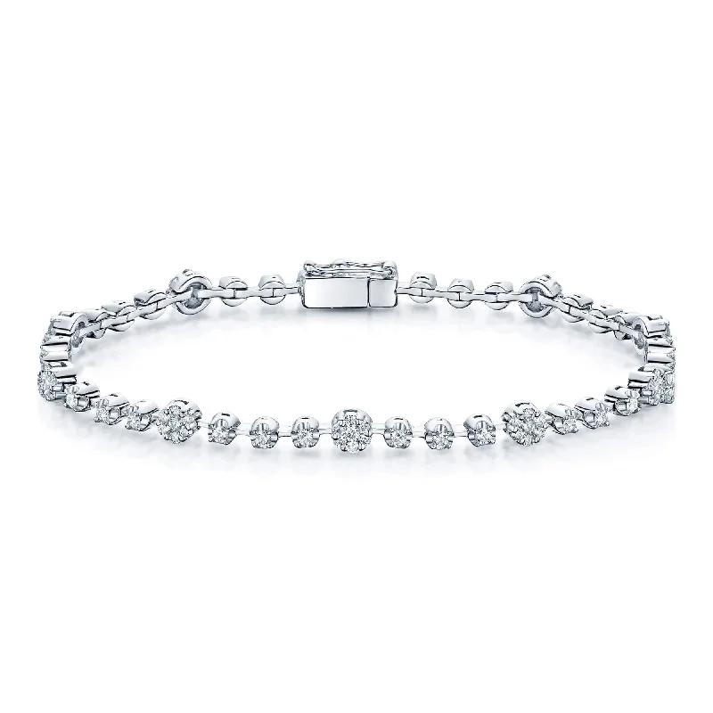 Fashion Bracelets for Women-18ct White Gold Diamond Fancy Bracelet