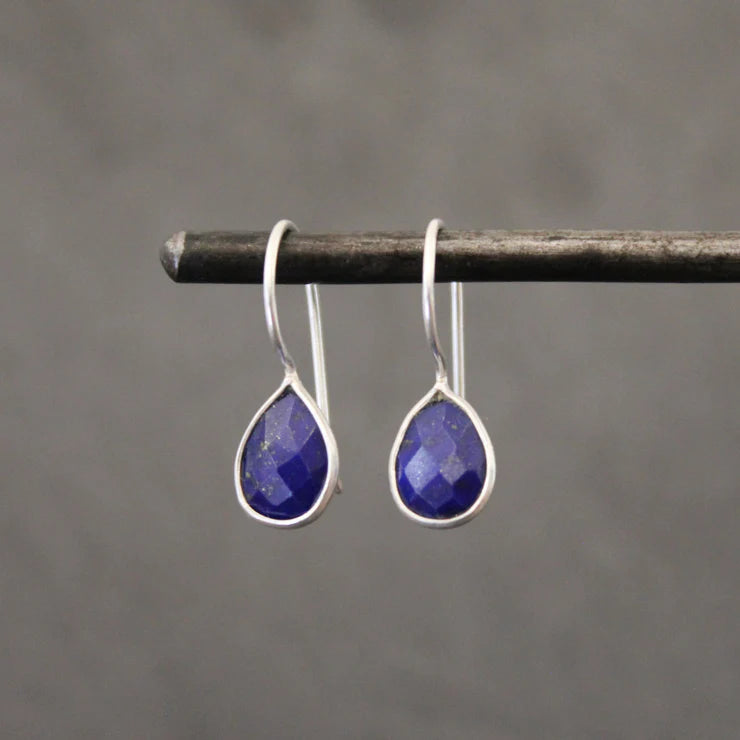 Butterfly Gold Earrings-Sterling Silver Lapis Lazuli Teardrop Earrings