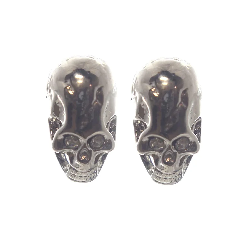 Statement Pendant Earrings-Skull Post Earrings