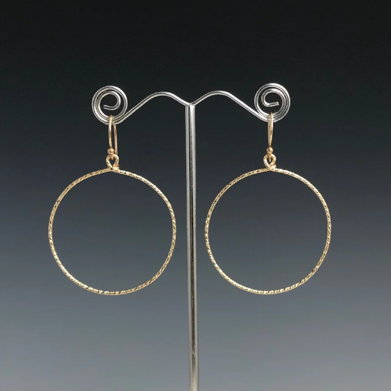 Chunky Gold Hoop Earrings-Gold Textured Circle Earrings - L