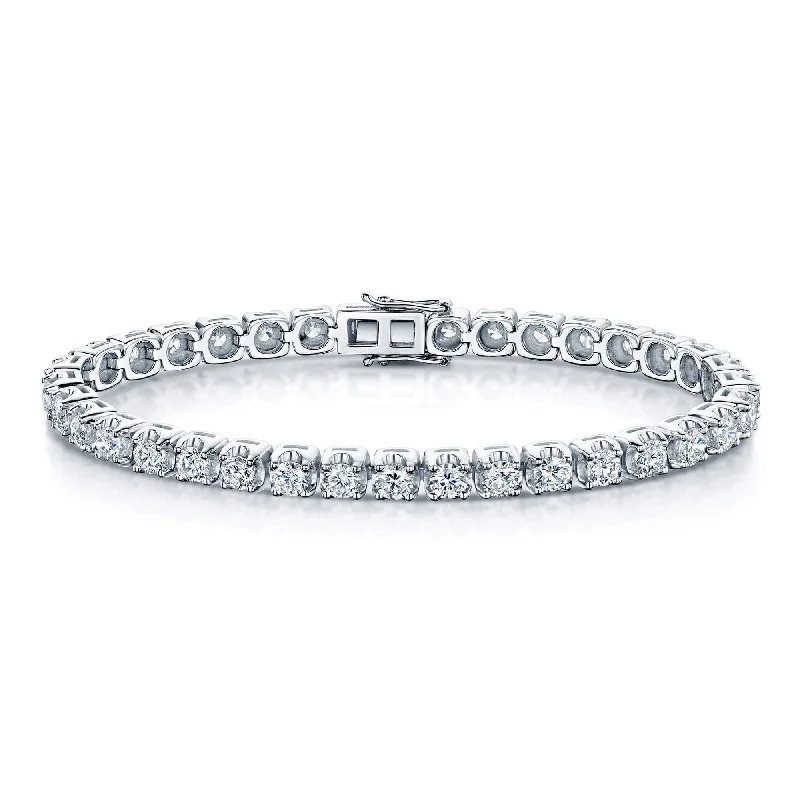 Simple Gold Cuff Bracelets-Platinum Round Brilliant Cut Diamond Tennis Bracelet