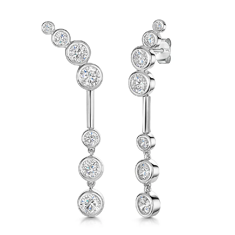 Luxury Gold Earrings-Jools Silver and Cubic Zirconia Drop Earrings