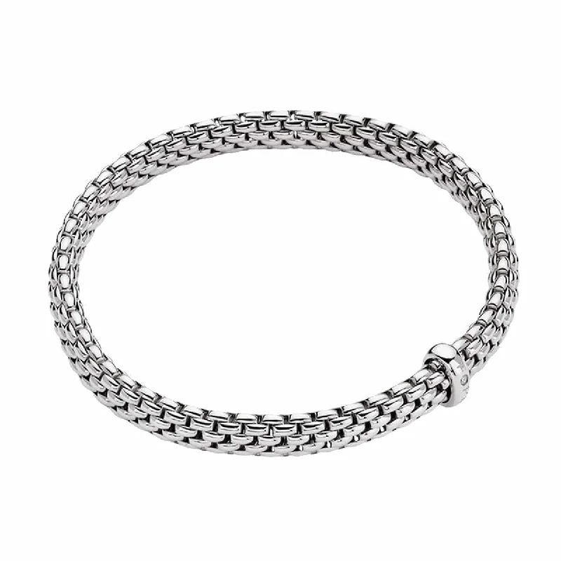 Classic Tennis Bracelets-Flex'it Vendome 18ct White Gold Bracelet With Single Diamond Set Rondel